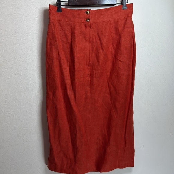 (R9) LERMAJ 100% linen vintage skirt from the 70s, size 14 oranges - Picture 4 of 13